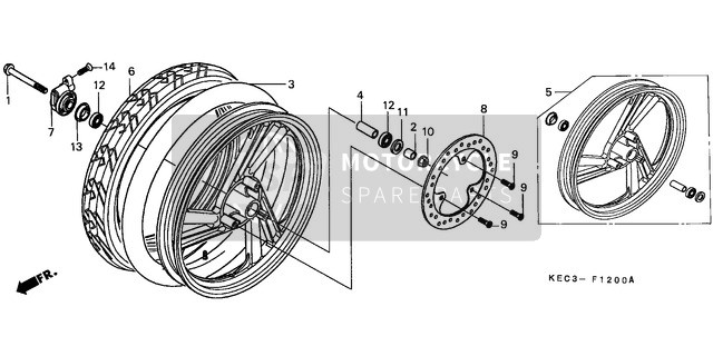 Honda SH100 1996 Ruota anteriore per un 1996 Honda SH100